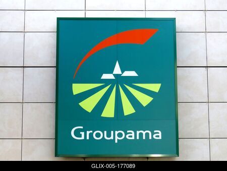 Emblem - Groupama Insurance Company - Budapest-stock-foto