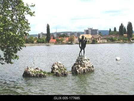 St. John the Baptist statue - Old Lake - Tata - Hungary-stock-foto