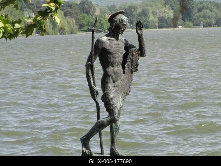 Statue St. John Baptist - Tata - Hungary-stock-foto