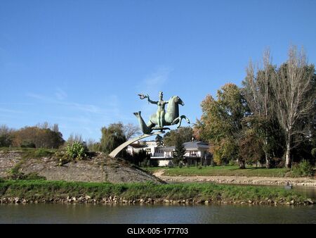 Water Foal statue - Danube-Rába - Győr - Hungary-stock-foto