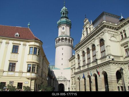 Sopron - Fire tower - City Center - Hungary-stock-foto
