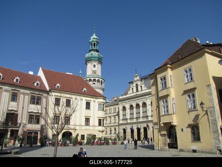 Sopron - City Center - Fire Tower - Hungary-stock-foto
