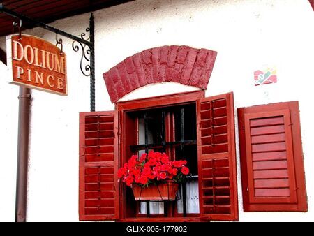 Window of a wine cellar in Villány - Hungary-stock-foto