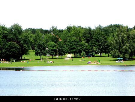 The beach of Lake Gébárti near Zalaegerszeg - Hungary-stock-foto