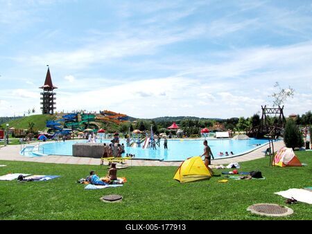 The Aqua City beach in Zalaegerszeg.- Hungary-stock-foto