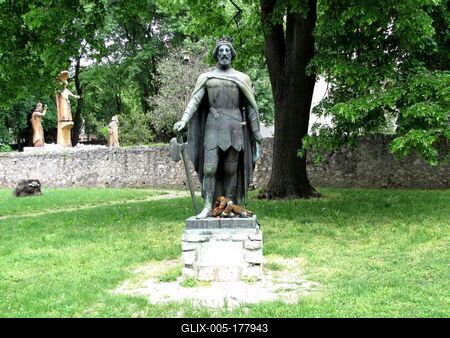 King St. Ladislaus of Hungary - Statue - Sümeg-stock-foto