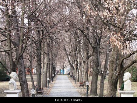 Kiskunhalas Alley - Busts - Hungary-stock-foto