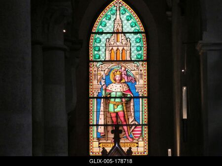 Window glass inlay - Archabbey of Panonhalm - Hungary-stock-foto