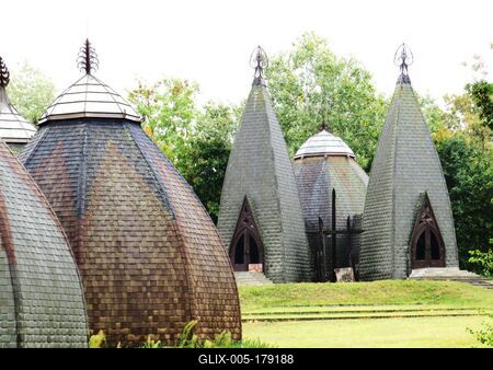 Yurts reminiscent the Conquest of Hungary in 896 - Ópusztaszer-stock-foto