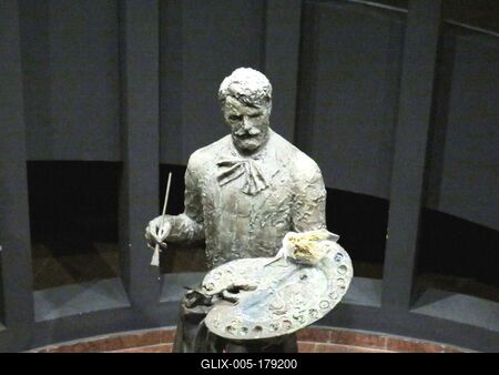 Hungarian painter Feszty Árpád - Statue - Ópusztaszer-stock-foto