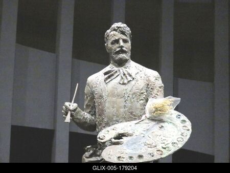 Hungarian painter Feszty Árpád statue - Ópusztaszer-stock-foto