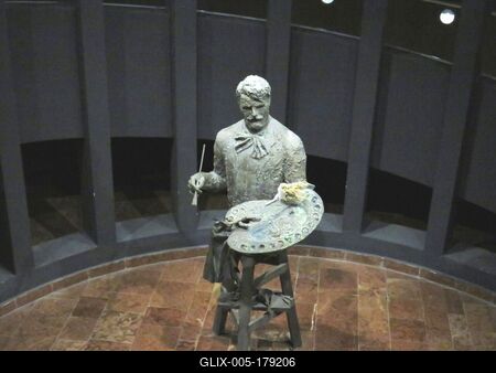 Hungarian Painter Feszty Árpád - Statue - Ópusztaszer-stock-foto