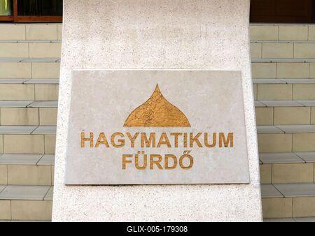 Nameplate of Hagymatikum - Makó Thermal and Spa-stock-foto