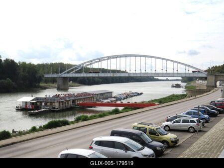 Tisza river at Szeged - Hungary - Downtown Bridge-stock-foto