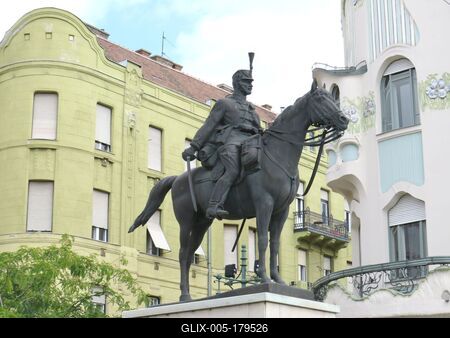 Monument to the 3rd Honvéd Hussar Regiment of Szeged-stock-foto