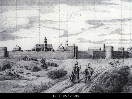 Castle of Szeged in the 17th C. - Reconstruction Drawing-stock-foto