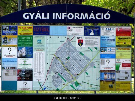 Gyál, 2010. április 24.Gyáli információs tábla.-stock-foto