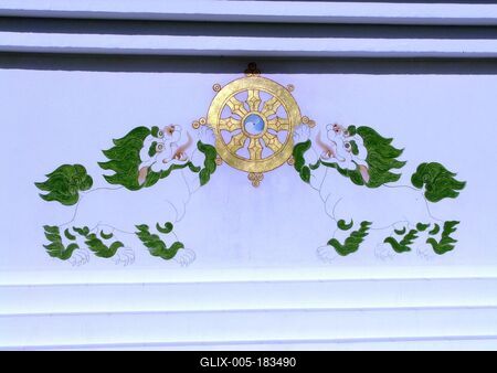 Fresco adorning buddhist shrine - Mátraverebélyes - Hungary-stock-foto