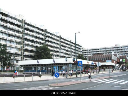 The center of Salgótarján with residential buildings and shops.- Hungary-stock-foto