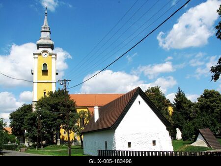 Pásztó - Hungary - Church and Schoolmaster's House-stock-foto