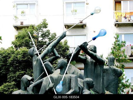 Glass blowers statue - Salgótarján - Hungary-stock-foto
