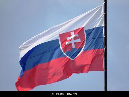 Bratislava (Pozsony), 19 May 2018The National Flag of Slovakia.Szlovákia nemzeti zászlaja.-stock-foto