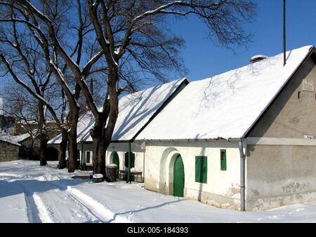 Wine cellars of Tök in winter. - Hungary-stock-foto