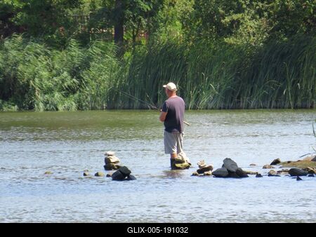 Fisherman at Ráckeve on the Danube - Hungary-stock-foto