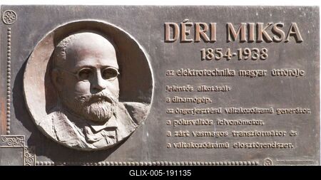 Miksa Déri memorial releif - Pioneer of electrical engineering - Hungary-stock-foto