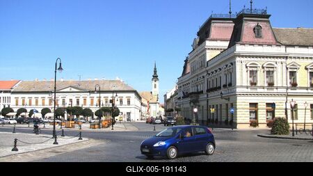 Baja - Hungary - City center - City Hall-stock-foto