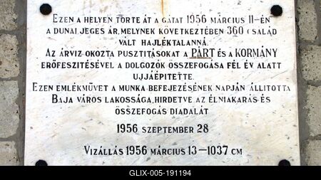 Baja - Plaque Commemoration Ice flodd 1956 - Hungary-stock-foto