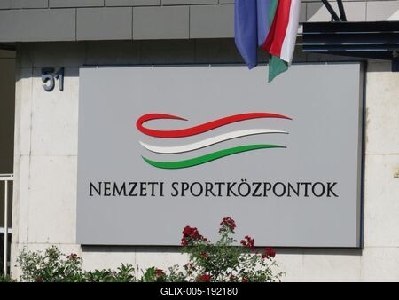 Hungarian National Sport Centers - Emblem - Budapest-stock-foto