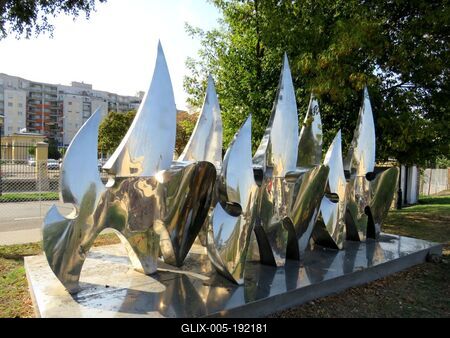 Sport symbol sculpture - Flames - Budapest - Hungary-stock-foto