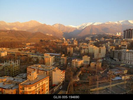 Tehran - City view - Snowy Mountains-stock-foto