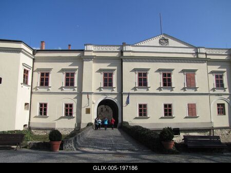 Rákóczi Castle entrance - Sárospatak - Hungary-stock-foto