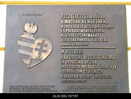 Polish memorial plaque paying tribute to the Hungarian nation-stock-foto