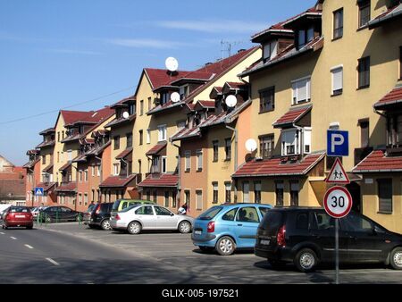 Residential buildings on Esze Tamás Street - Sátoraljaújhely - Hungary-stock-foto