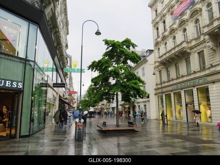 Vienna's Kärntner Straße in the rain - Austria-stock-foto
