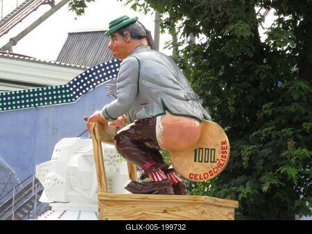 The puppet named "money dick" in the Prater amusement park in Vienna-stock-foto