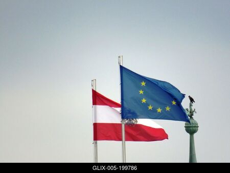 Flags of Austria and European Union - Vienna-stock-foto