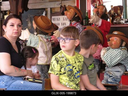 Children in train - Vienna - Prater amusement park-stock-foto
