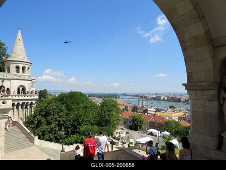 Tourists on the Fisherman's Bastion - Budapest - Hungary-stock-foto