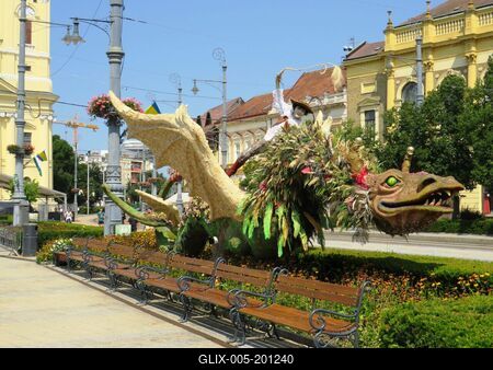 Cowherd seddling a dragon - Carnival - Debrecen - Hungary-stock-foto