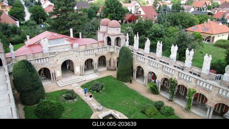 Bory castle courtyard and bastions - Székesfehérvár - Hungary-stock-foto