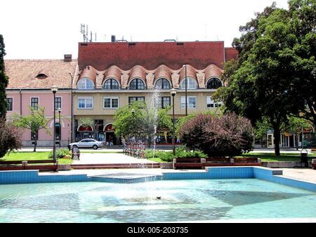 The fountain at Erzsébet tér in Nagykanizsa - Hungary-stock-foto