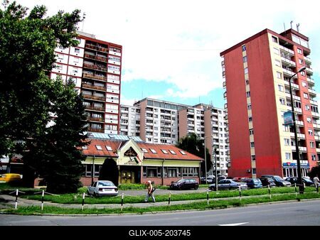 Nagykanizsa residential buildings and land office - Hungary-stock-foto