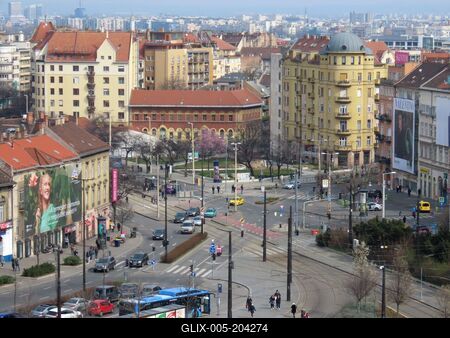 The skyline of Széna Square - Budapest-stock-foto