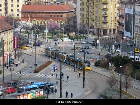 The skyline of Széna Square - Budapest-stock-foto