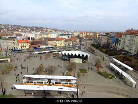 Panorama of Buda - Széll Kálmán square - Budapest-stock-foto