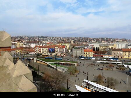 Panorama of Buda - Budapest - Széll Kálmán square-stock-foto